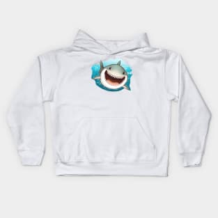 Smiling Tiger Shark Cartoon Art Kids Hoodie